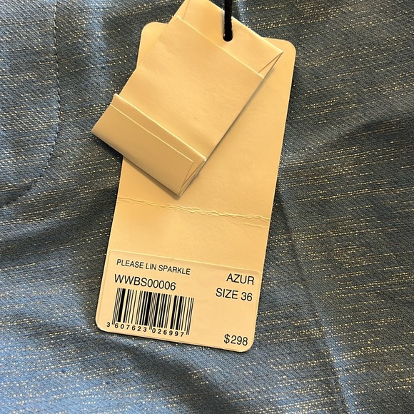 NWT ZADIG & Voltaire Please Lin Sparkle Linen-Blend Short In Azur Size 36(M) - Picture 8 of 15